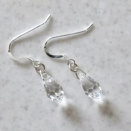 Short & Sparkly Swarovski Crystal Handmade Earrings With Sterling Silver