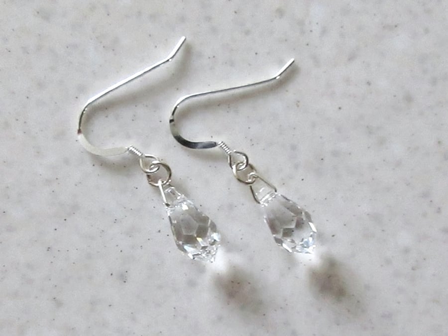 Short & Sparkly Swarovski Crystal Handmade Earrings With Sterling Silver