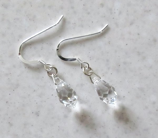 Short & Sparkly Swarovski Crystal Handmade Earrings With Sterling Silver