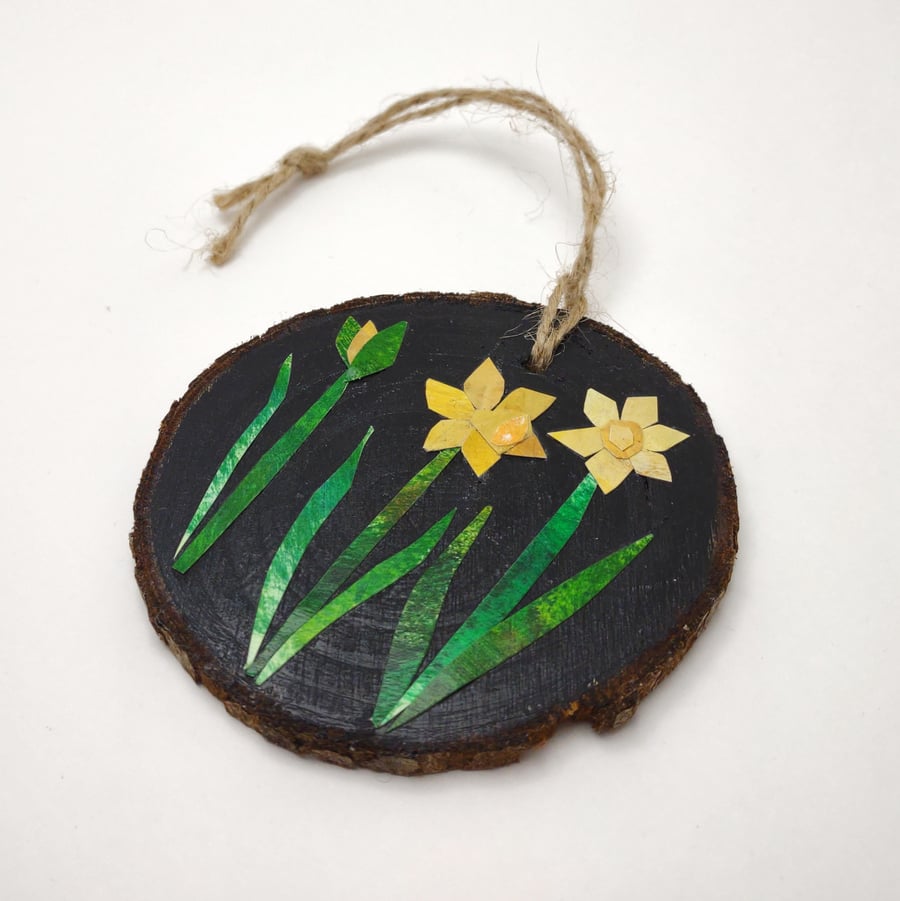 Collage Daffodil Wood Slice - Flower Decoration 