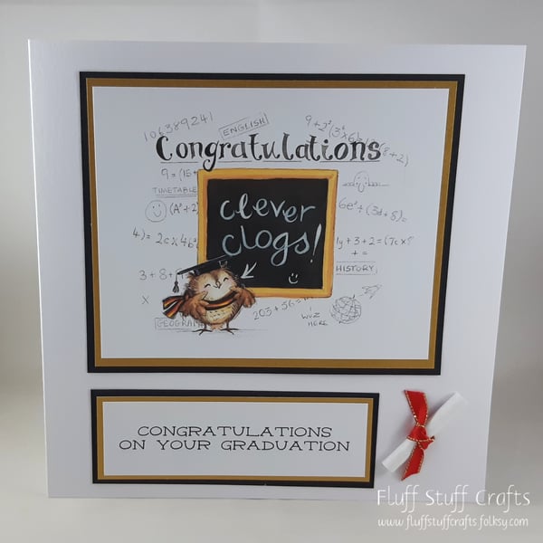 Handmade Graduation Congratulations card - clever clogs