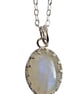 Sterling Silver Moonstone Necklace Blue Flash Oval Gemstone Jewellery Gift