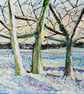 Snowfall in the Park - Original Painting   Christmas Gift - Image 1