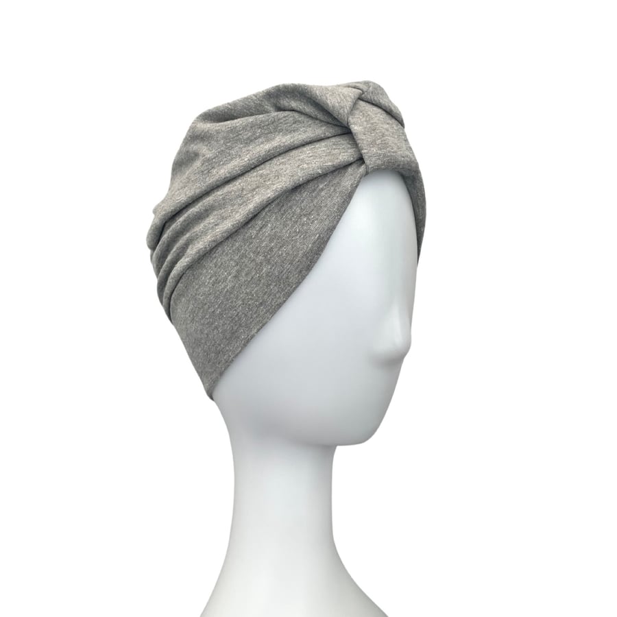 Grey Turban for Women, Hat for Hair Loss, Women's Turban, Front Knotted Turban