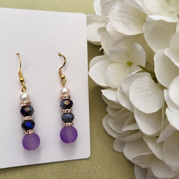 Pretty purple and lilac drop earrings