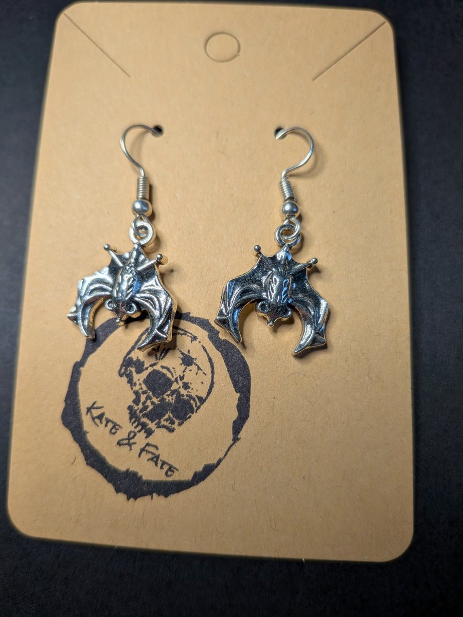 Silver Bat Dangle Earrings - Handcrafted Gothic Jewellery