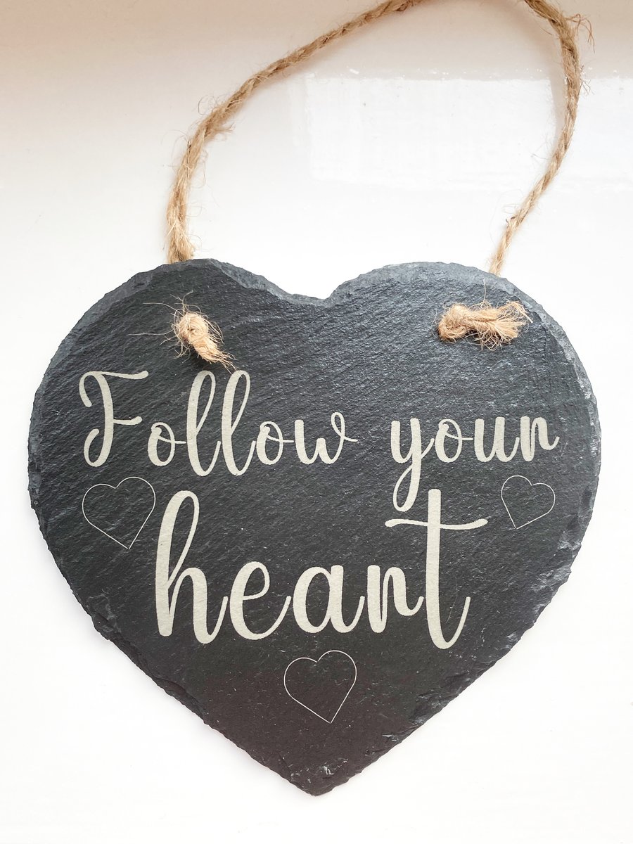 Slate Heart Wall Decoration with Love Sentiment