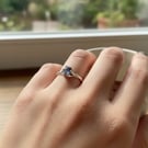 Organic Sapphire Ring – Sterling Silver Handmade Ring with Molten-Inspired Claw 
