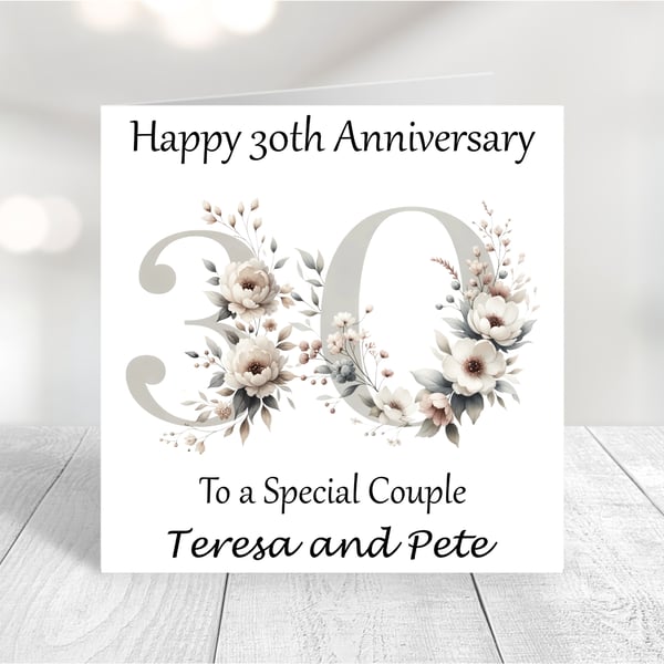 Personalised 30th Wedding Anniversary Card