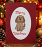 Handmade Cross Stitch Merry Woofmas Dog Christmas Card – 6 x 4 Inch