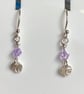 Tiny silver earrings with lilac Swarovski crystals - Image 1
