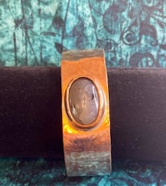 Copper cuff with grey dragon vein agate