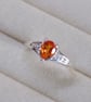 Rare Orange Padparadscha Quartz 925 Sterling Silver Ring Size R-S or 58.5 - Image 2