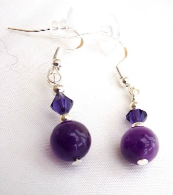 Amethyst Gemstone and Crystal Earrings