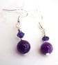 Amethyst Gemstone and Crystal Earrings