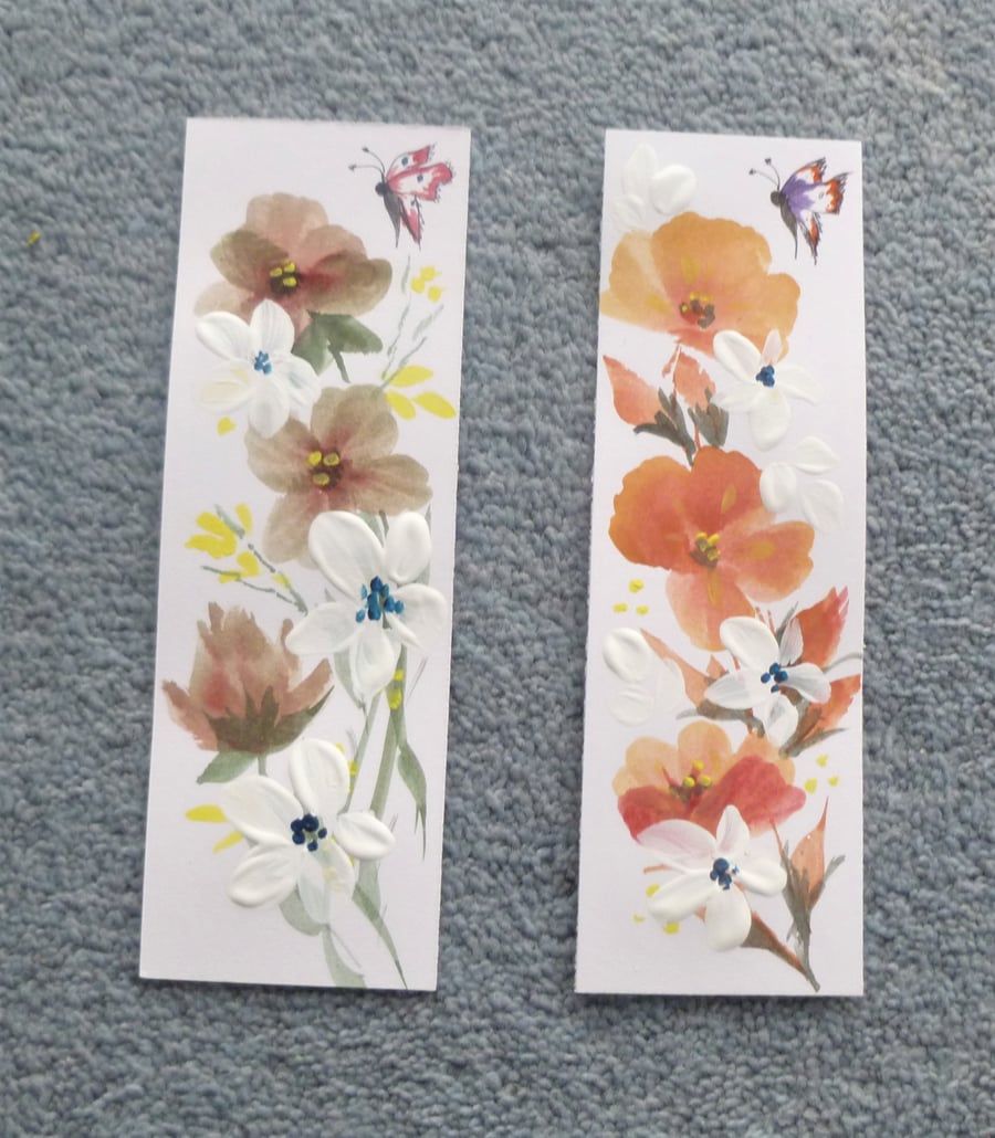 set of two laminated hand painted bookmarks ( ref F 404.C4 )