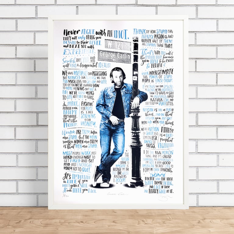 George Carlin Hand Pulled Limited Edition Screen Print