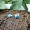Stud Earrings, Turquoise and Sterling Silver 5mm Studs