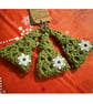 Set of Three Green Crochet Mini Christmas Trees