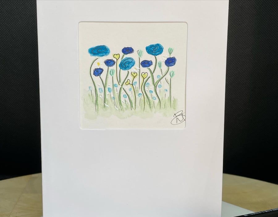 Hand Painted Greetings Card, keepsake OOAK 