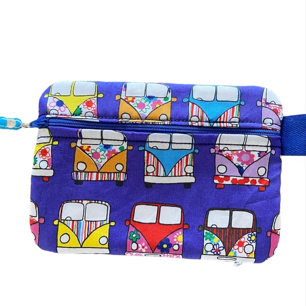 Blue Hippy Campervan design zipped purse 