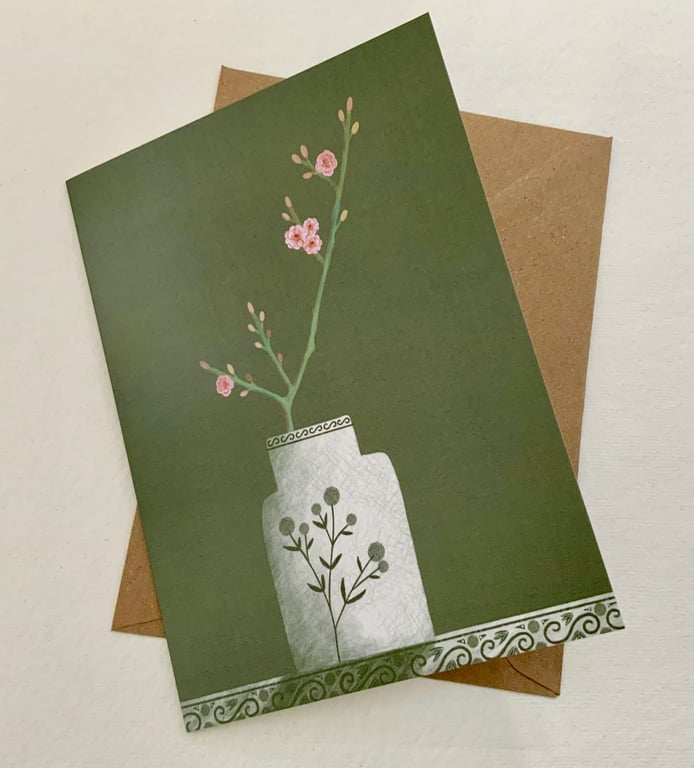 Cherry Blossom, blank greetings card 