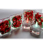 Candle Holder Fused Glass Tea-light Red Green Swirls - Image 3