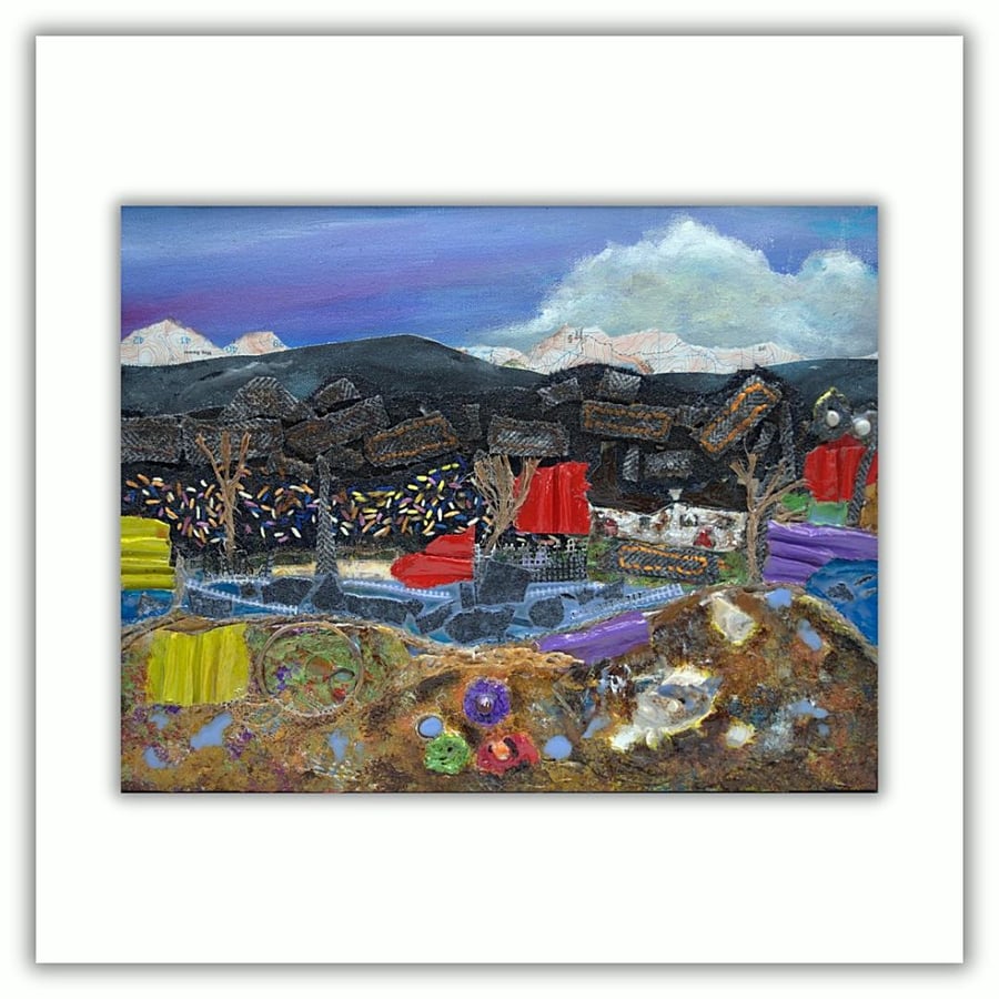 Original Scottish landscape - framed - mixed media - Caledonian canal