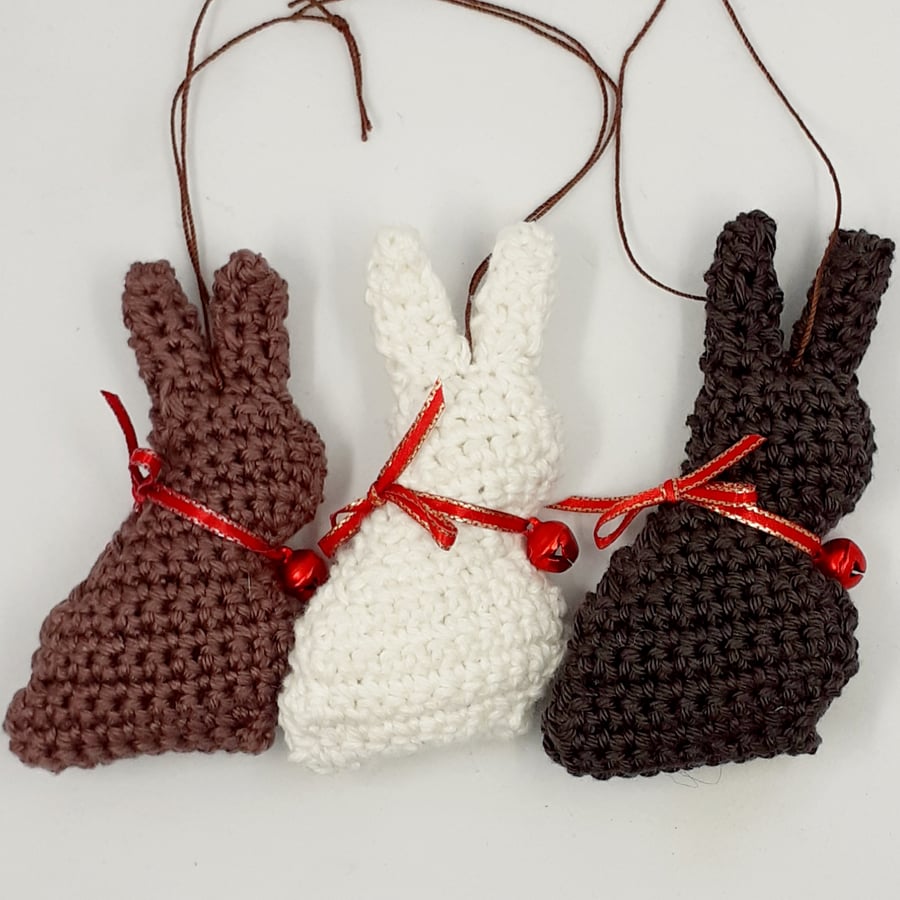 Trio of Crochet Chocolate Bunnies 