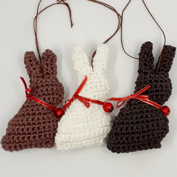 Trio of Crochet Chocolate Bunnies 