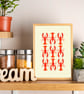 Watercolour Lobster Print - Pink & Orange Lobsters - Coastal Kitchen Wall Art