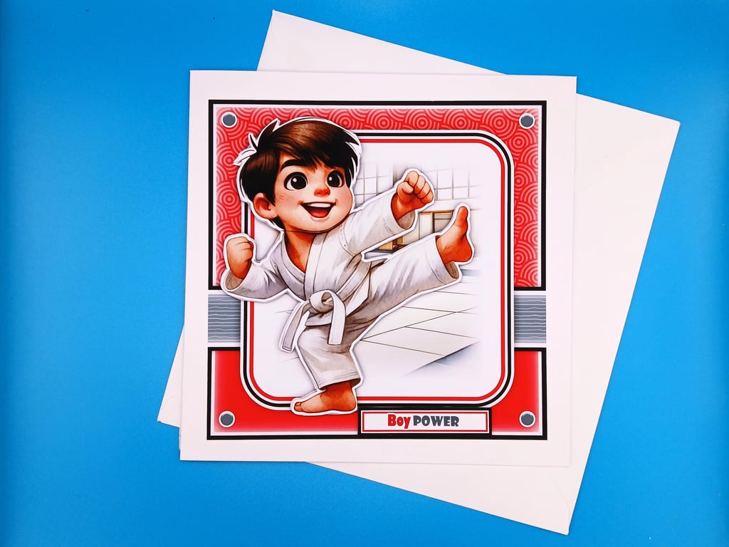 Handmade Karate Birthday Card, Boys, Decoupage
