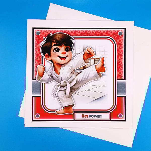 Handmade Karate Birthday Card, Boys, Decoupage