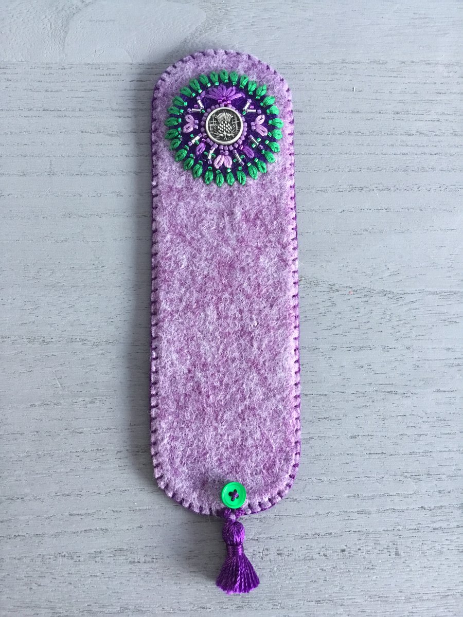 Hand Embroidered Scottish Bookmark 