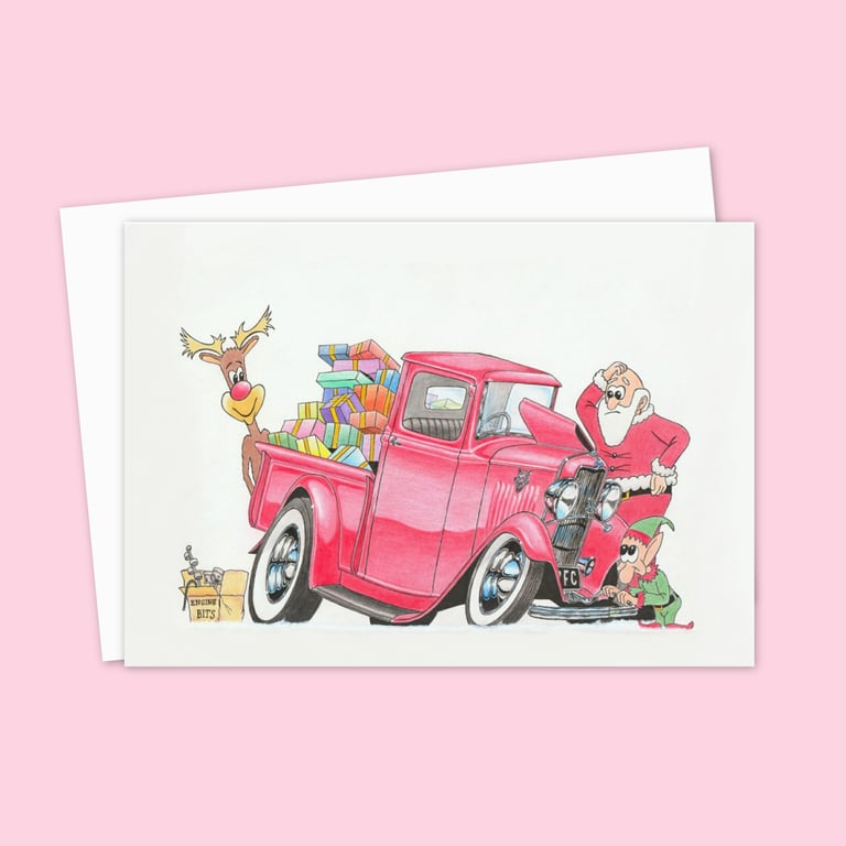 Funny Santa Christmas Card: Father Christmas and his Little Helpers (602)