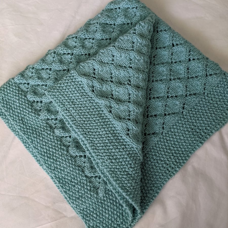 Duck egg blue lace patterned blanket