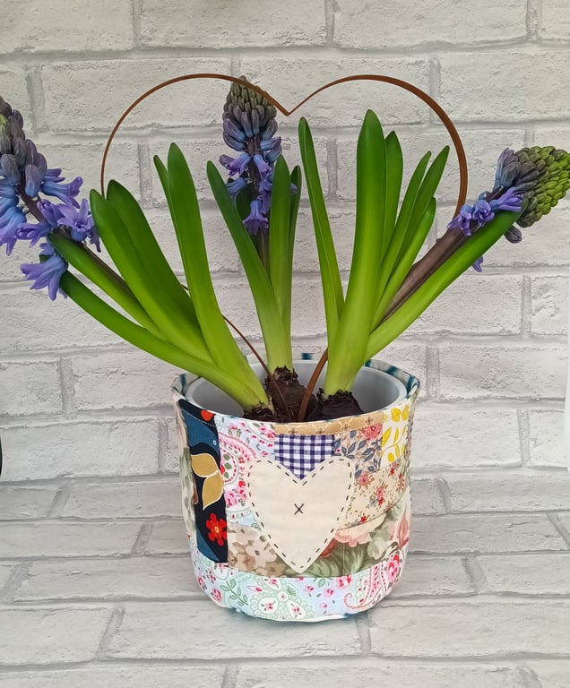 Patchwork fabric bucket, fabric basket storage