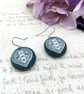 Summer Seconds - Scandi love Hearts fabric button dangle earrings - Image 2