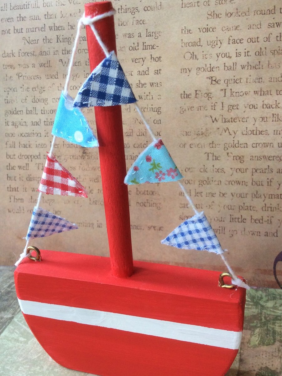 Red Wooden Bunting Boat