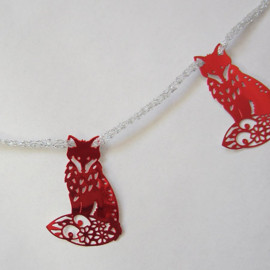 SALE Christmas Shiny Red Fox Bunting