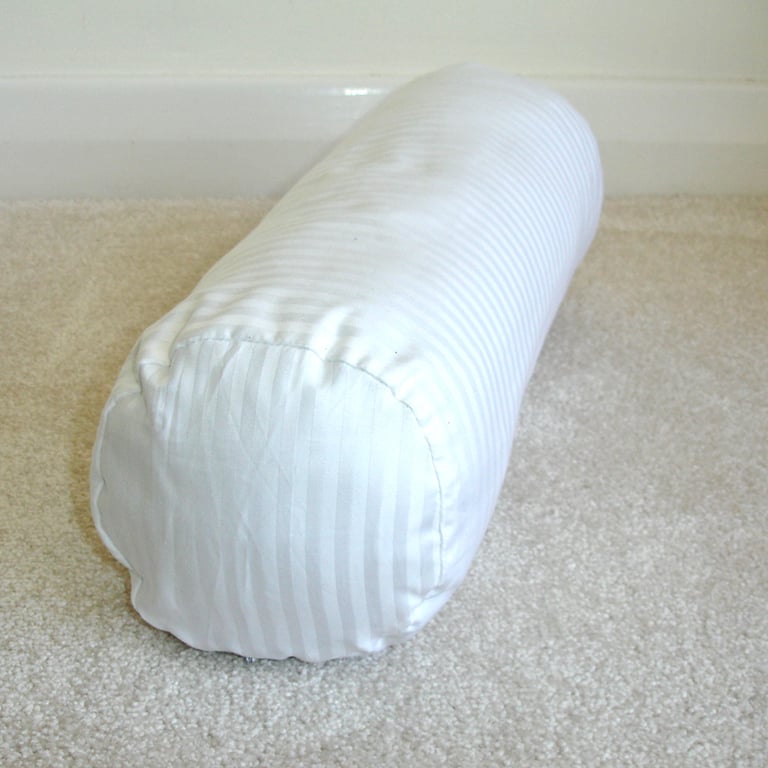 Bolster Pillow Cover White Striped 16"x6" Cotton Sateen Round Cylinder Neck Roll