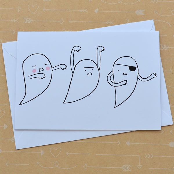 Three Ghosts - Hand Screen Printed Card
