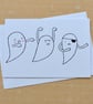 Three Ghosts Screen Printed Card - Image 1