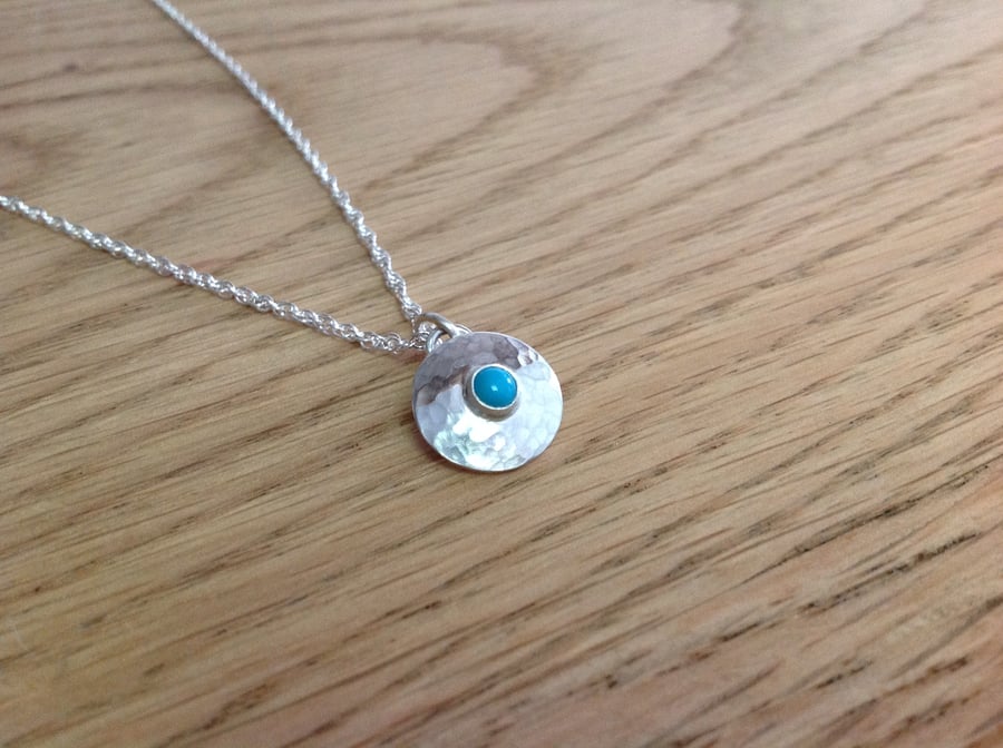 Turquoise Sterling and Fine silver dainty gemstone pendant necklace