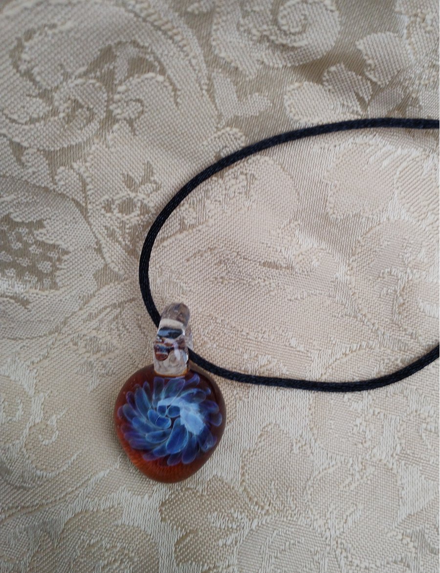 Blue Glass Flower Pendant 