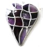 Patchwork Heart Suncatcher Stained Glass Handmade Purples 104 - Image 2