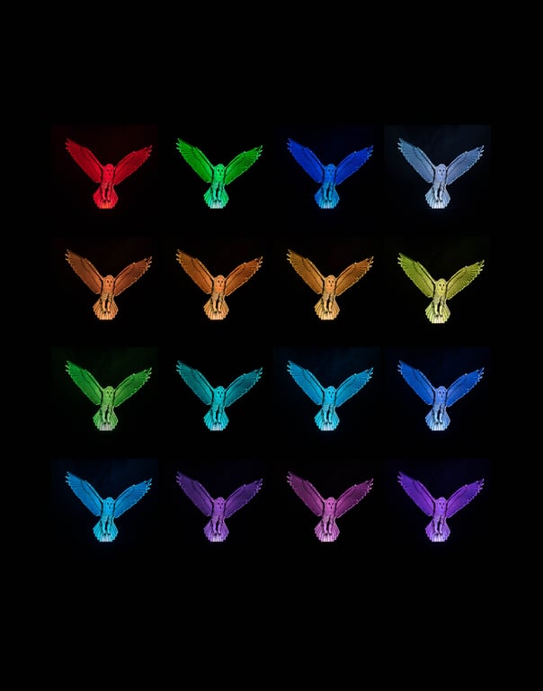 Owl Led Lamp Multi coloured Red Blue White Green Home Living Bedside Table Lamp