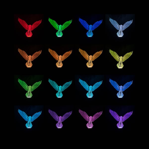 Owl Led Lamp Multi coloured Red Blue White Green Home Living Bedside Table Lamp