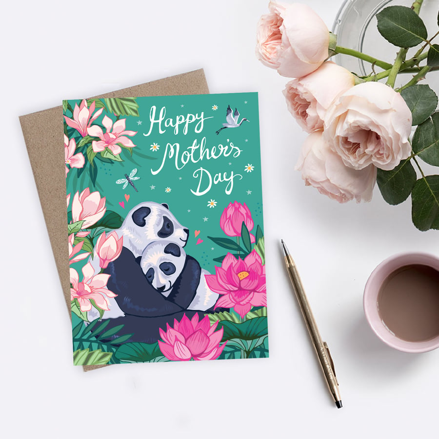 Cute Mother's Day Card, Mother and Baby Panda Card