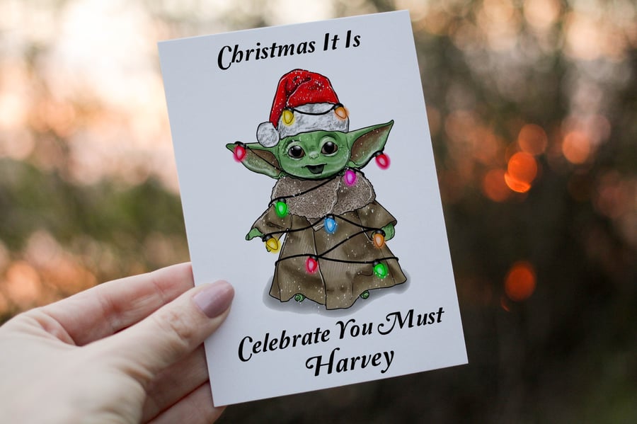 Christmas It Is Baby Yoda Christmas Card, Yoda Christmas Card, Personalized Card